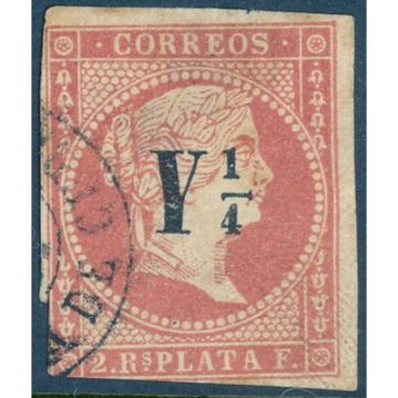 1860 SC 15 Cuba Stamp 2 Real de Plata, Y &frac14; (Used) clean borders