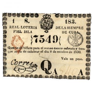 1830-10-08 Billete de Loteria