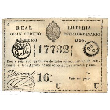 1841-08-04 Billete de Loteria