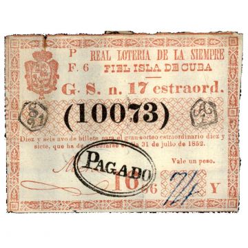 1852-07-31 Billete de Loteria