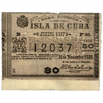 1889-11-26 Billete de Loteria