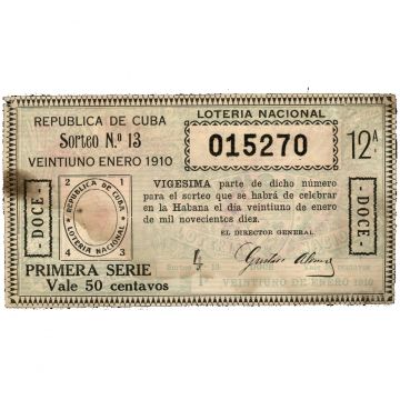 1910-01-21 Billete de Loteria