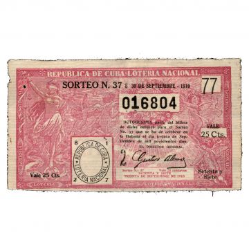 1910-09-30 Billete de Loteria