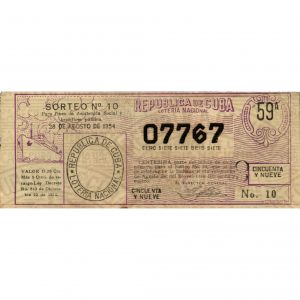 1954-08-28 Billete de Loteria