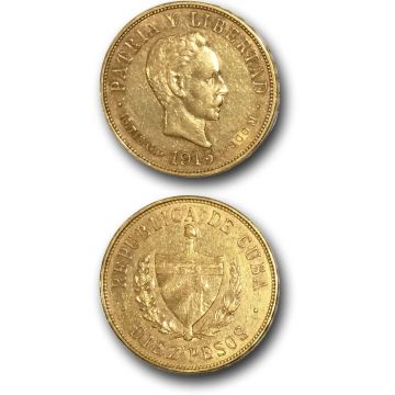 1915 10 Pesos Cuba Gold Coin Ungraded KM# 20