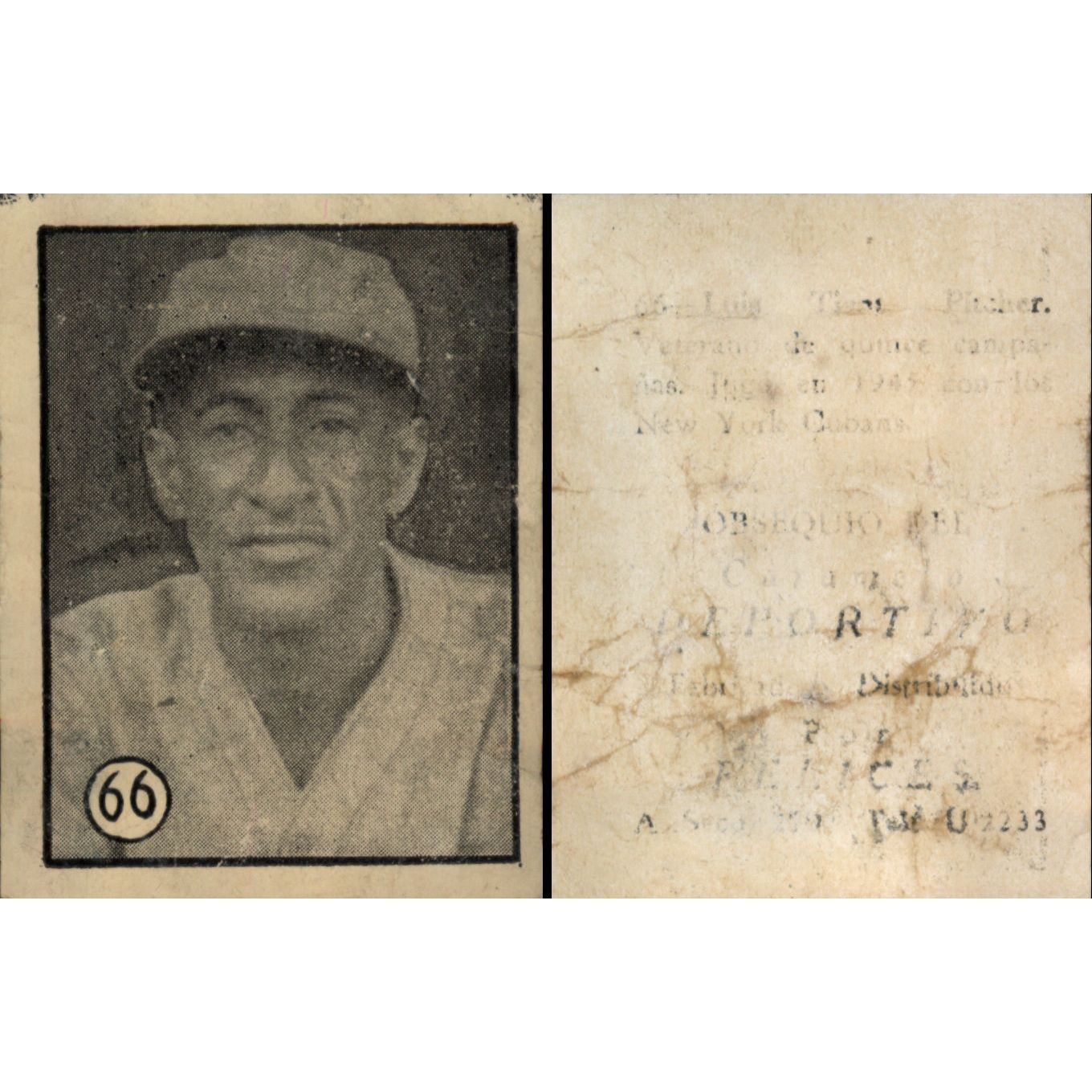 Luis Tiant Sr. Baseball Card No. 66 - Cuba.