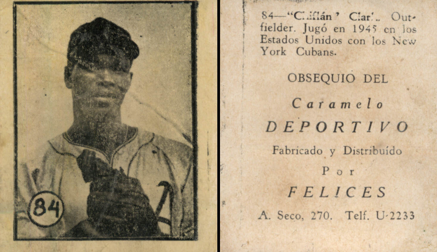 Vintage Cuba Caramelo Deportivo Felices 1945 - 1946 Baseball