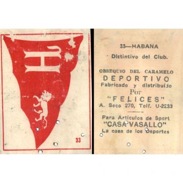 Habana Baseball Card No. 33 - Cuba