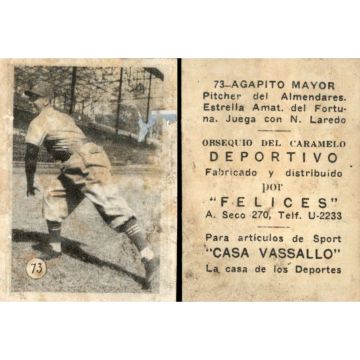 Agapito Mayor Baseball Card No. 73 - Cuba