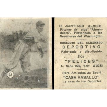 Santiago Ulrich Baseball Card No. 75 - Cuba