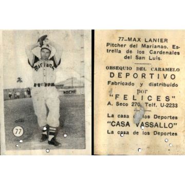 Max Lanier Baseball Card No. 77 - Cuba
