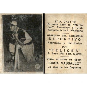 A Castro Baseball Card No. 87 - Cuba