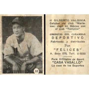 Gilberto Chino Valdivia Baseball Card No. 88 - Cuba