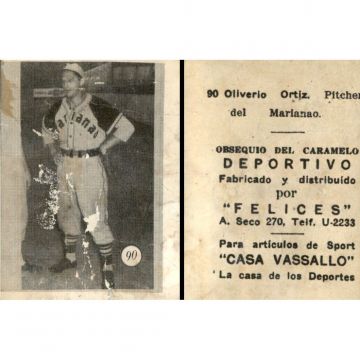 Oilverio Ortiz Baseball Card No. 90 - Cuba