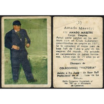 Amado Maestri Baseball Card No. 1 - Extra Fine Condition