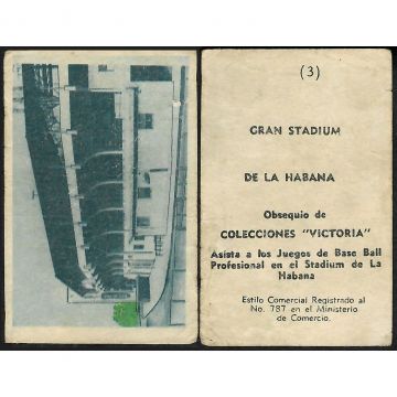 Gran Stadium de La Habana, Baseball Card No. 3 - Extra Fine Condition