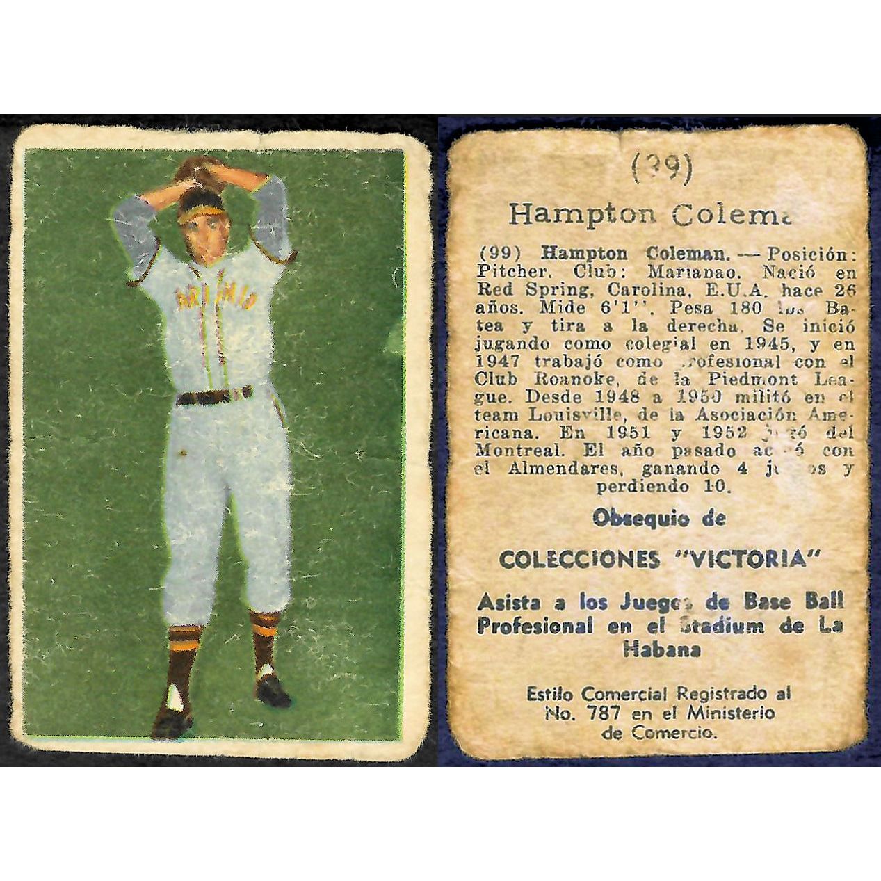 Hampton Coleman Baseball Card No. 99 - Cuba
