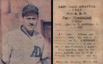 Juan Mendizabal Club A.D.C. Baseball Card 1943 - Cuba