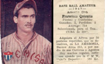 Francisco Quicutis Artemisa Baseball Card 1943 - Cuba