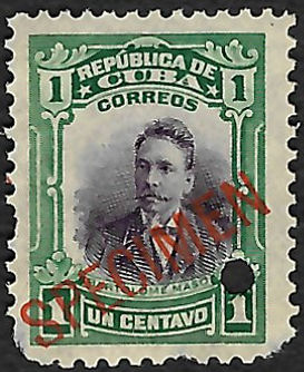 1910 Cuba Scott 239 Stamp 1 cent, large overprint SPECIMEN