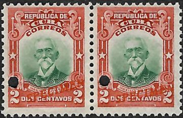 1910 Cuba Scott 240 Pair of 2 Stamps 2 Cents, small overprint SPECIMEN M. Gomez