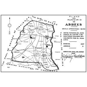 Abreus, Cuba Mapa del Municipio, 1943 REPRODUCTION