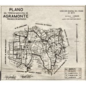 Agramonte, Cuba Mapa del Municipio, 1943 Original