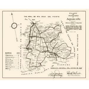 Aguacate, Cuba Mapa del Municipio, 1943 Original