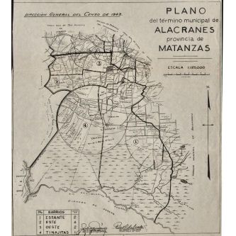 Alacranes, Cuba Mapa del Municipio, 1943 Original