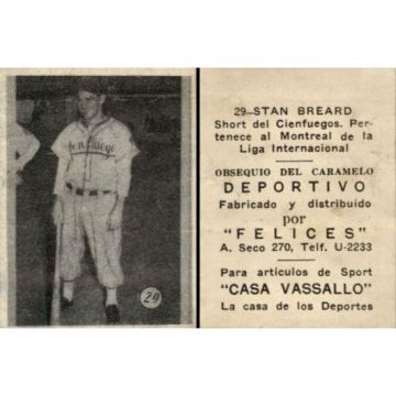 Stan Bread Baseball Card No. 29 - Cuba