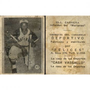 Lorenzo Cabrera Baseball Card No. 93 - Cuba
