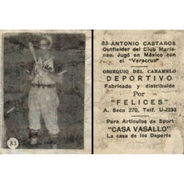 Antonio Castanos Baseball Card No. 83 - Cuba
