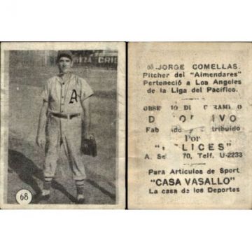 Jorge Comellas Baseball Card No. 68 - Cuba