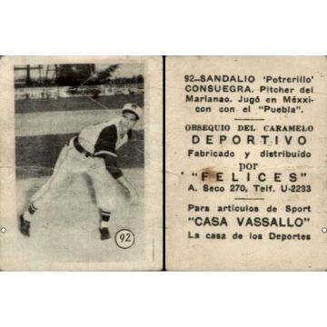 Sandalio Consuegra Baseball Card No. 92 - Cuba