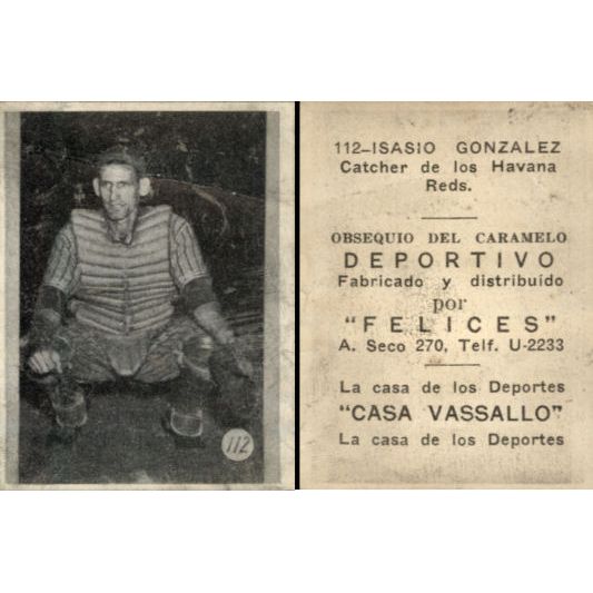 Vintage Cuba Caramelo Deportivo Felices 1946 - 1947 Baseball