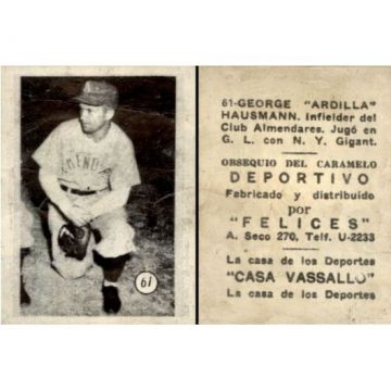 George Hausmann Baseball Card No. 61 - Cuba