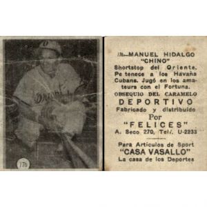 Caramelo Deportivo Felices 1946 - 1947 Baseball Trading Cards
