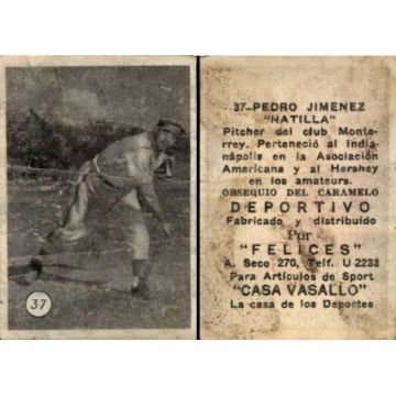 Pedro Natilla Jimenez Baseball Card No. 37 - Cuba