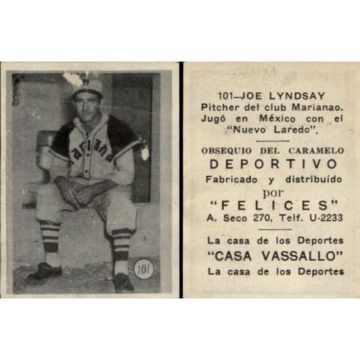 Joe Lyndsay Baseball Card No. 101 - Cuba