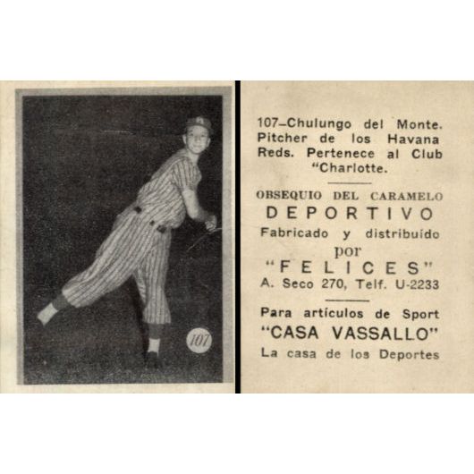 Vintage Cuba Caramelo Deportivo Felices 1946 - 1947 Baseball