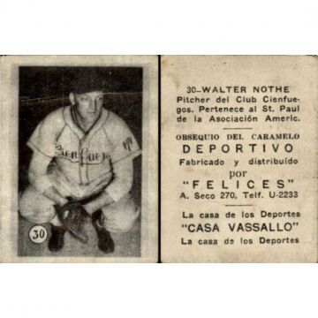 Walter Nothe Baseball Card No. 30 - Cuba