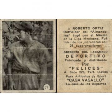 Roberto Ortiz Baseball Card No. 71 - Cuba