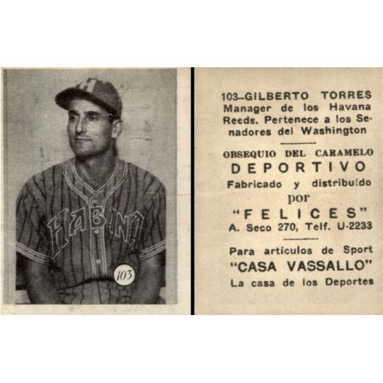 Vintage Cuba Caramelo Deportivo Felices 1946 - 1947 Baseball