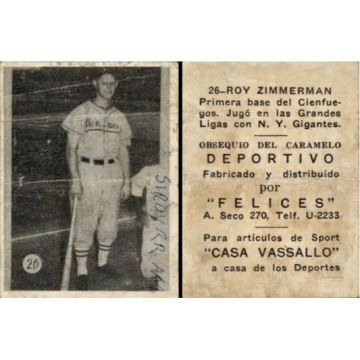 Roy Zimmerman Baseball Card No. 26 - Cuba