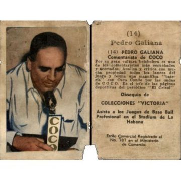 Pedro Galiana Baseball Card No. 14 - Cuba