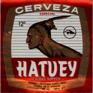 Cuban Beer bottle label Cerveza Hatuey 12
