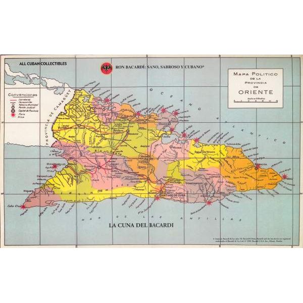 Mapa De Oriente Cuba Buy Vintage Cuba Collectible Maps - Mapas > Mapa Provincia De Oriente, Cuba