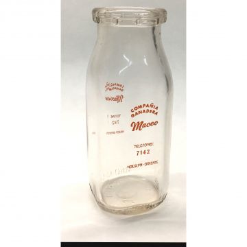 Botella de leche Compania Ganadera Maceo, 1957. Half Pint,