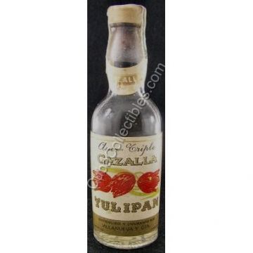 Vintage Cuban Miniature liquor bottle Cazalla Tulipan Anis Triple