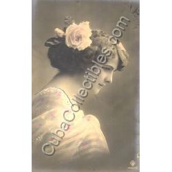 Woman with rose in her hair Postcard